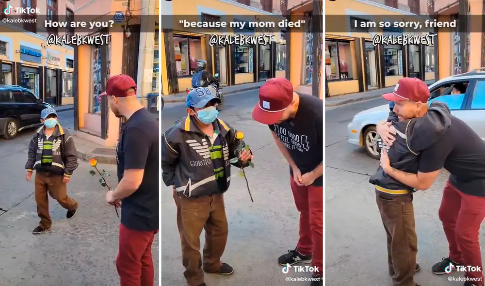 El hombre no aguantó las lágrimas e inmediatamente se puso a llorar, quizá recordando a su madre fallecida. Foto: captura de TikTok