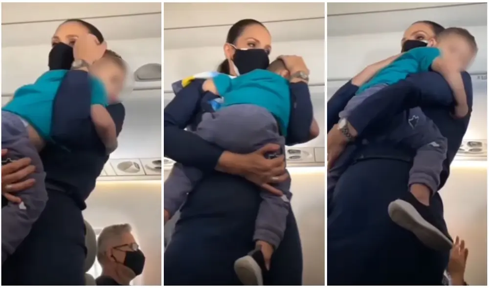 Azafata se vuelve viral en TikTok tras ser captada meciendo a un bebé hasta hacerlo dormir. Foto: captura de TikTok. Azafata se vuelve viral en TikTok tras ser captada meciendo a un bebé hasta hacerlo dormir. Foto: captura de TikTok.