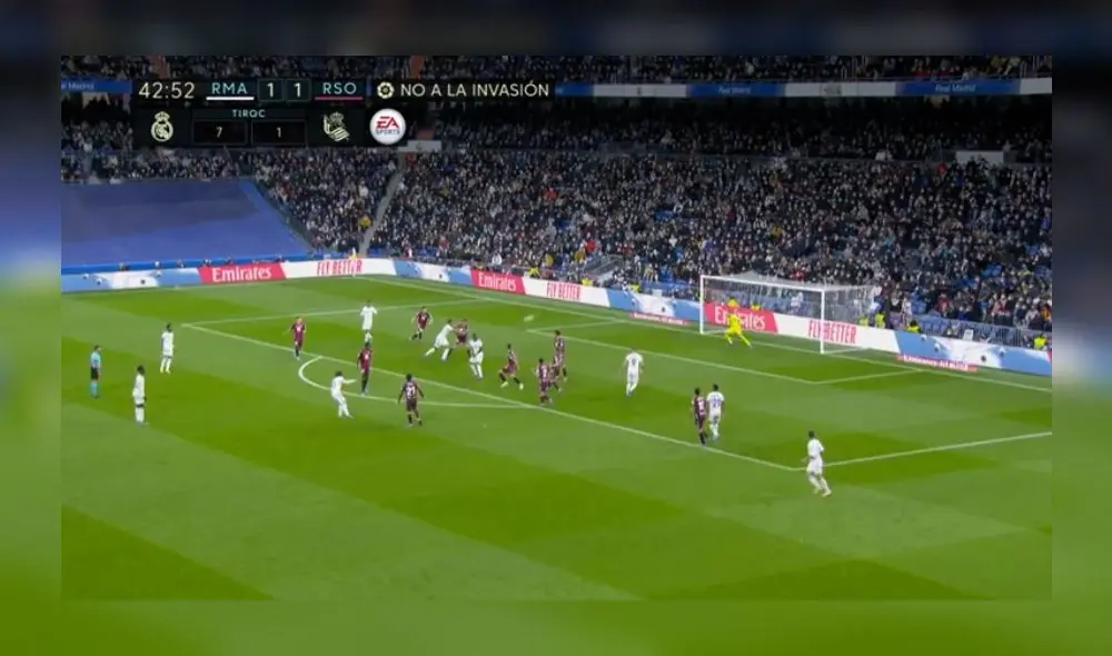 Real Madrid vs. Real Sociedad: Luka Modric anota un golazo desde fuera del área. Foto: ESPN Real Madrid vs. Real Sociedad: Luka Modric anota un golazo desde fuera del área. Foto: ESPN