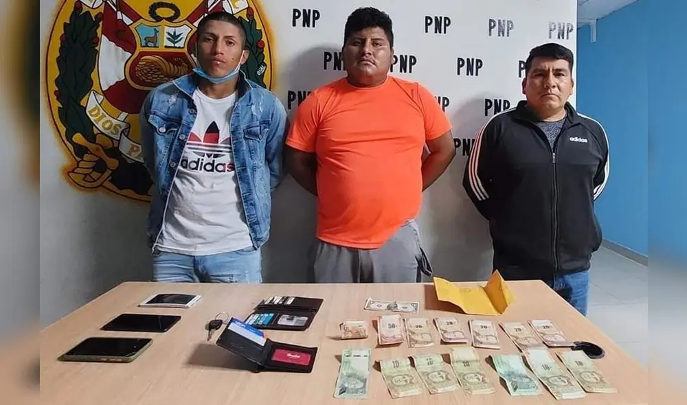 Fueron detenidos cuando llegaron a recoger cupo exigido a empresario. Foto: PNP