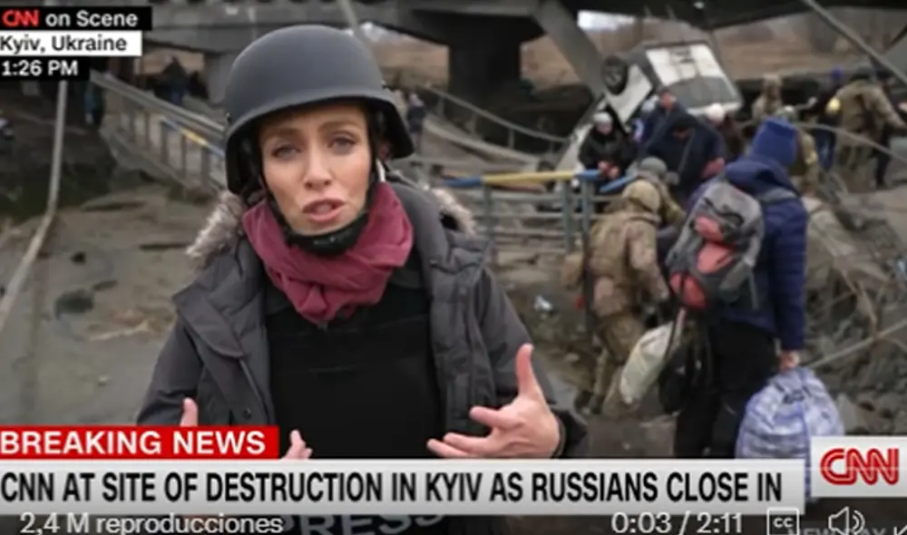 Clarissa Ward reporta para CNN desde Ucrania. Foto: captura video/CNN Clarissa Ward reporta para CNN desde Ucrania. Foto: captura video/CNN