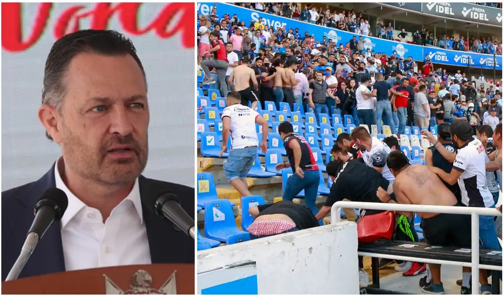 Videos en redes sociales mostraron presuntos cadáveres tendidos en el estadio de Querétaro. Foto: composición LR/EFE