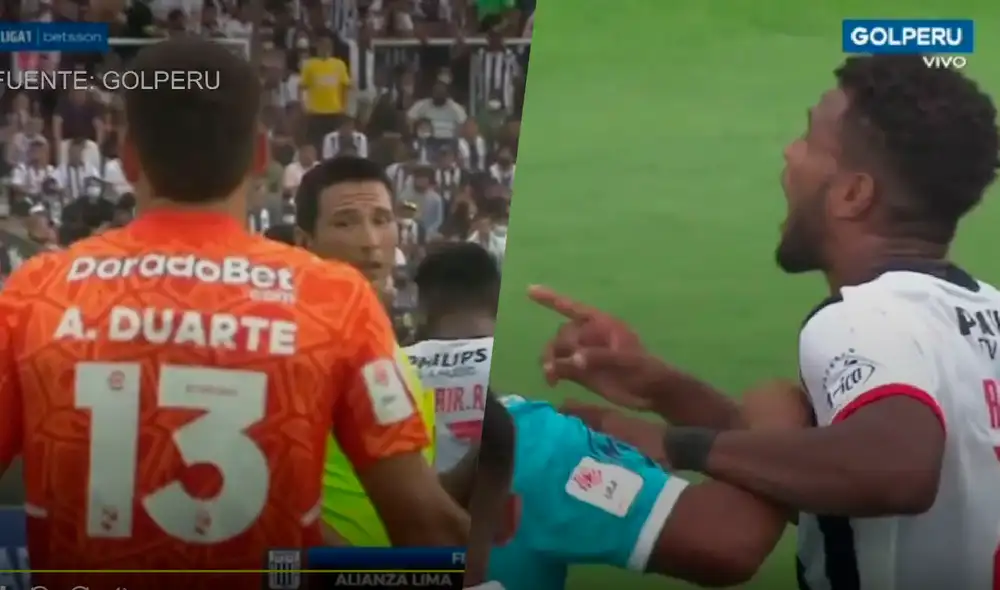 Alejandro Duarte y Aldair Rodríguez protagonizaron un innecesario incidente en el Alianza vs. Cristal. Foto: captura GolPerú