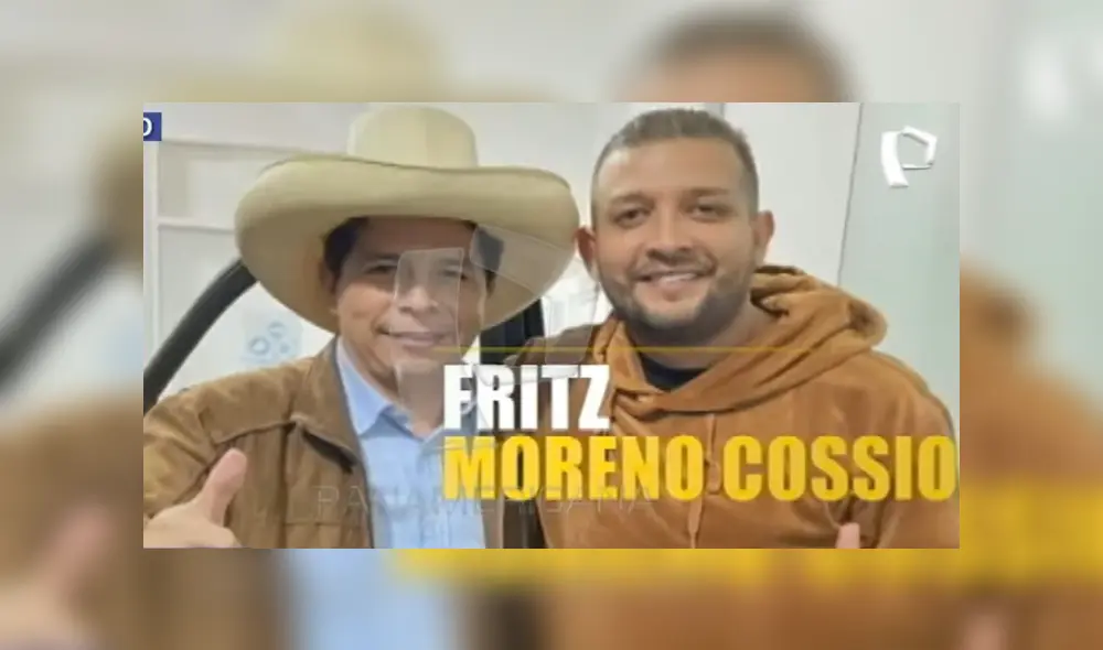 Fritz Moreno Cossio se tomó una foto con el presidente Pedro Castillo dentro de la vivienda de Sarratea, en Breña. Foto: captura de Panorama