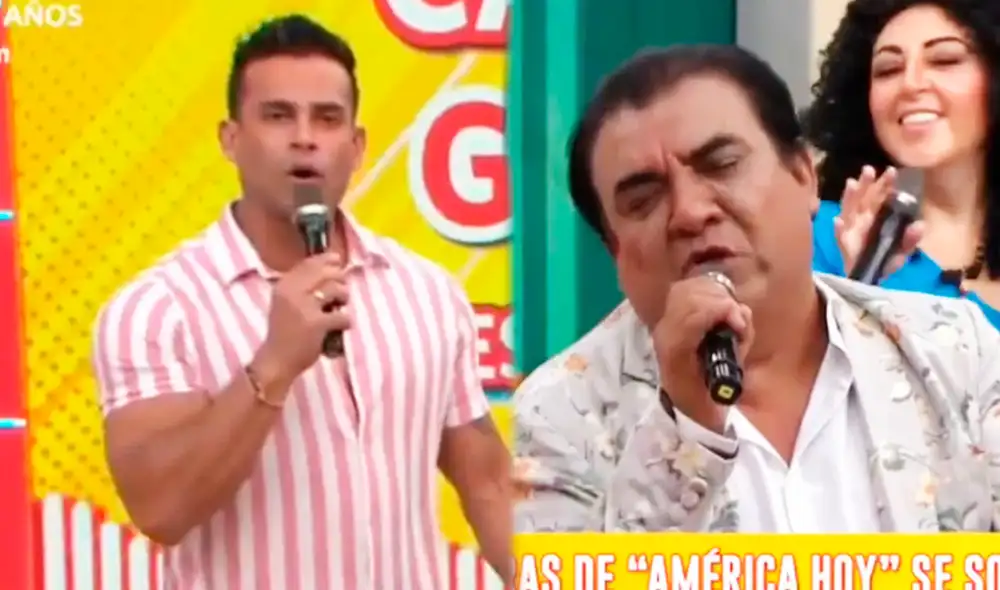 Christian Domínguez y Manolo Rojas cantaron balada de José José. Foto: captura América TV
