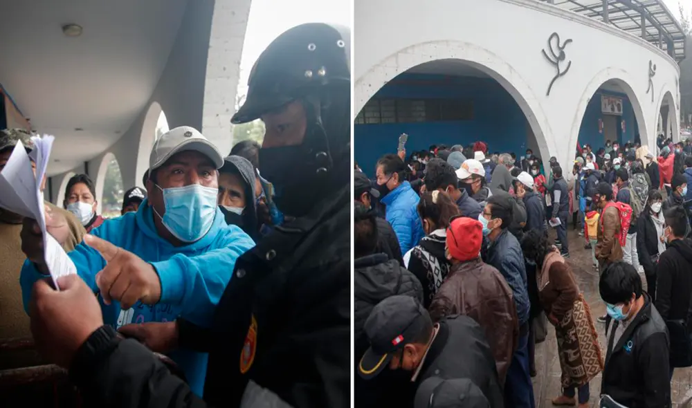 Ciudadanos trataron de ingresar al Coliseo Arequipa a pesar de que las puertas fueron cerradas. Fotos: Rodrigo Talavera/ La República