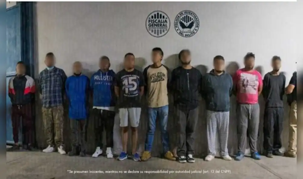 Los 10 detenidos por las Autoridades de Querétaro. Foto: Fiscalía General de Querétaro