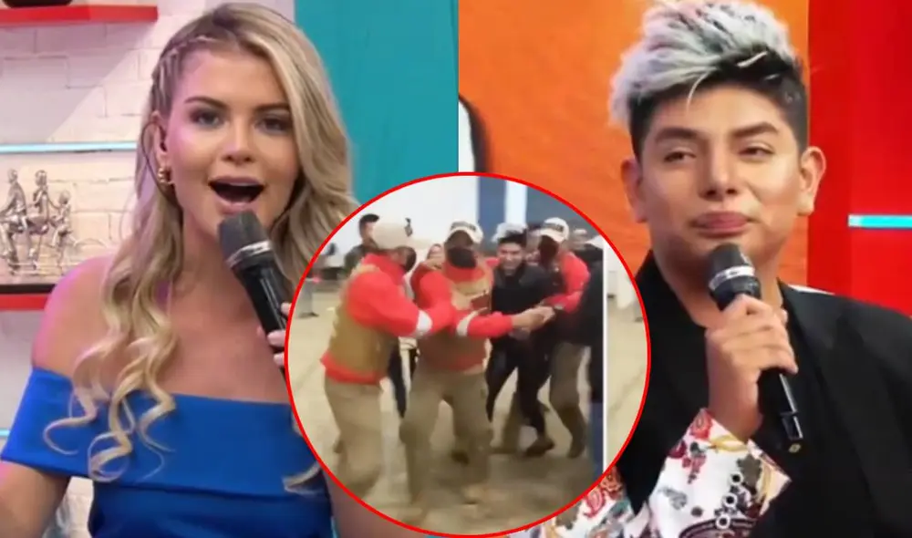 Brunella Horna se burla de Bryan Arámbulo por recurrir a varios agentes de seguridad. Foto: composición/ captura de América TV/ Facebook