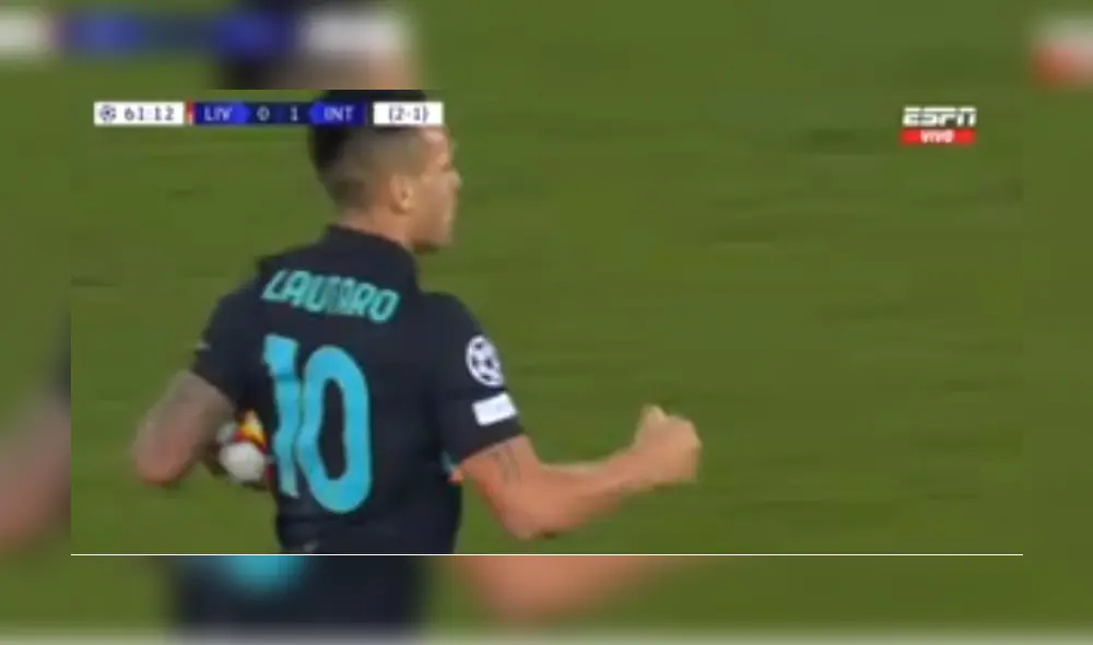 Lautaro Martínez anotó a los 61minutos del Liverpool vs. Inter. Foto: ESPN