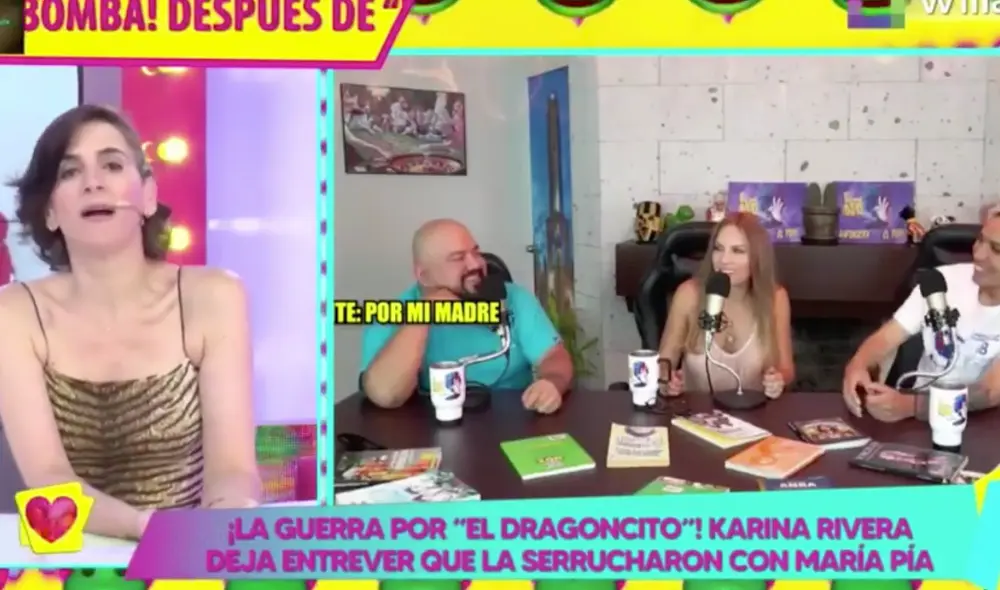 Gigi Mitre comentó las polémicas declaraciones que dio Karina Rivera sobre su salida de Karina y Timoteo. Foto: Amor y fuego/captura