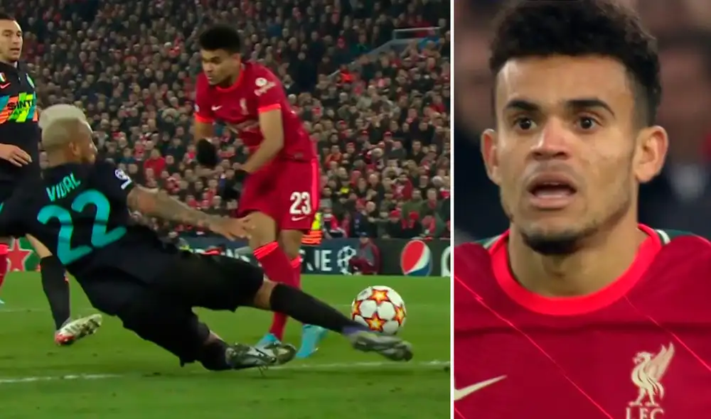 Luis Díaz estuvo cerca de marcar su primer gol en Champions con Liverpool, pero Vidal se lo negó. Foto: ESPN Luis Díaz estuvo cerca de marcar su primer gol en Champions con Liverpool, pero Vidal se lo negó. Foto: ESPN