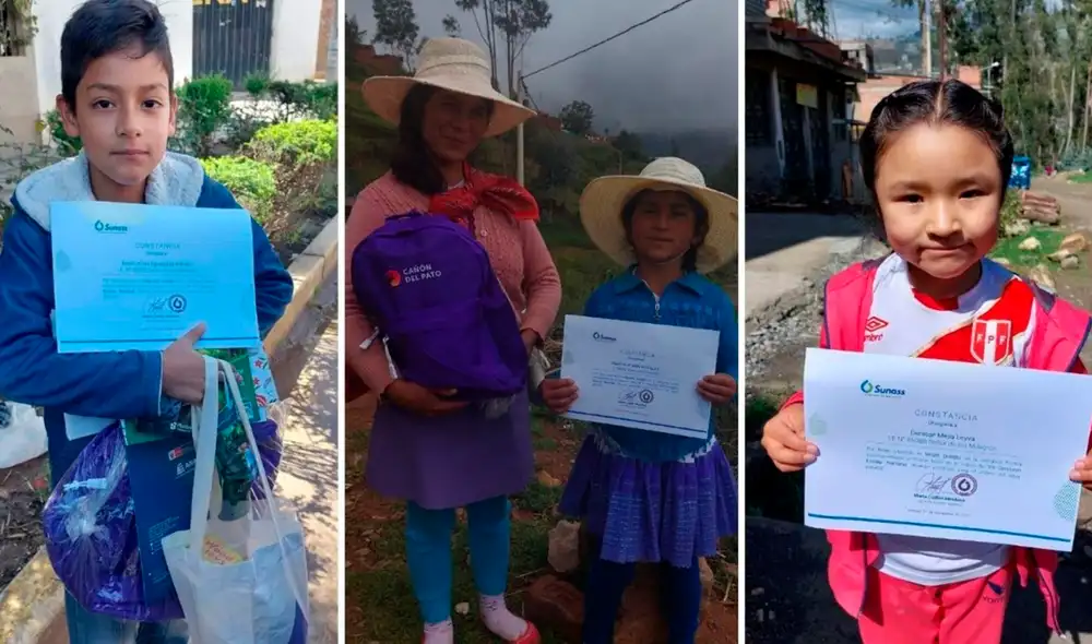 Se contó con el apoyo de diversas empresas privadas que donaron los paquetes escolares para los estudiantes ganadores. Foto: Sunass