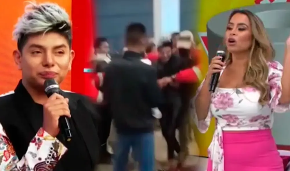 Bryan Arámbulo rodeado por su seguridad tras evento. Foto: captura/América TV