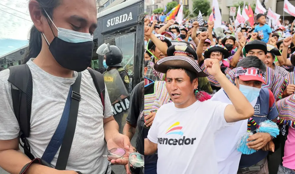 El fotógrafo de La República John Reyes y otros colegas de diversos medios fueron agredidos por manifestantes de Perú Libre. Foto: composición Raúl Egúsquiza / URPI - La República El fotógrafo de La República John Reyes y otros colegas de diversos medios fueron agredidos por manifestantes de Perú Libre. Foto: composición Raúl Egúsquiza / URPI - La República