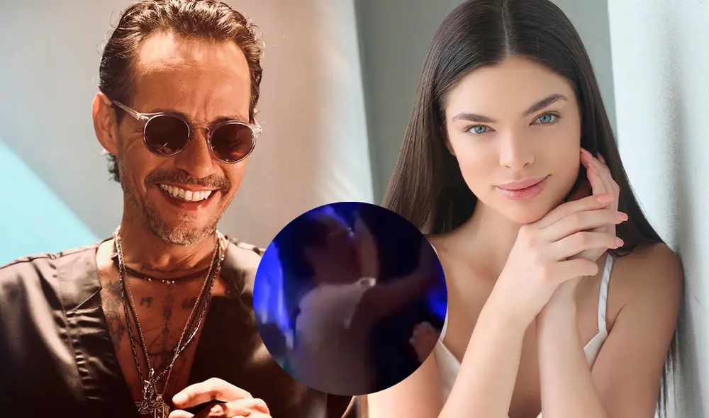 Marc Anthony sorprendió con inesperado beso a Nadia Ferreira. El momento fue captado en un video que se hizo viral en cuestión de horas. Foto: composición/Instagram/captura de Twitter