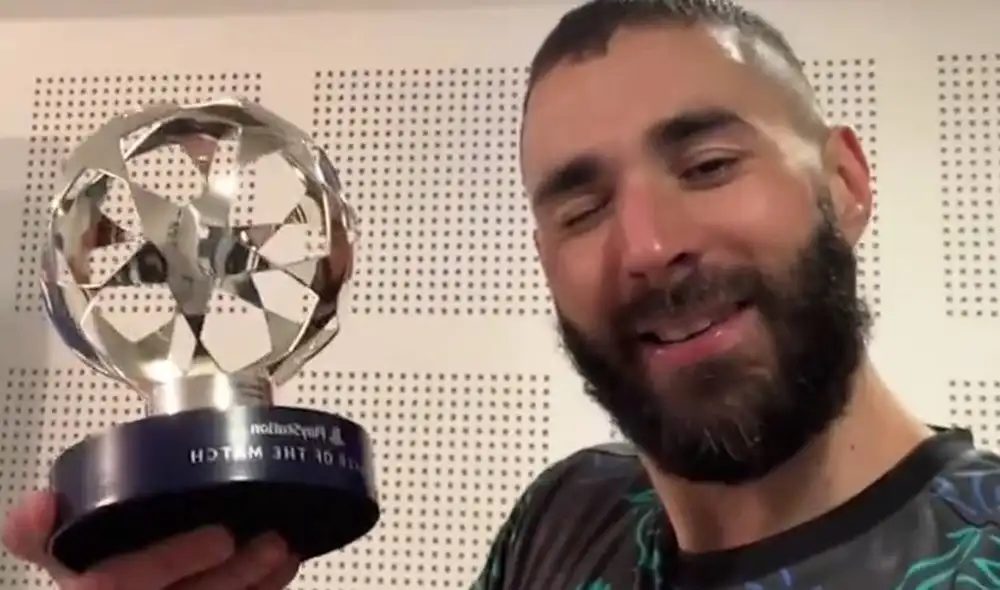 Benzema fue elegido el mejor jugador del partido luego del Real Madrid 3-1 PSG por Champions League. Foto: captura de Twitter / @realmadrid Benzema fue elegido el mejor jugador del partido luego del Real Madrid 3-1 PSG por Champions League. Foto: captura de Twitter / @realmadrid