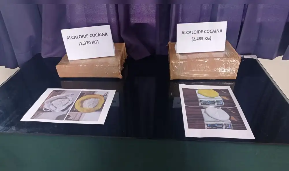En total se decomisaron 3 kilos y 875 gramos de clorhidrato de cocaína. Foto: La República