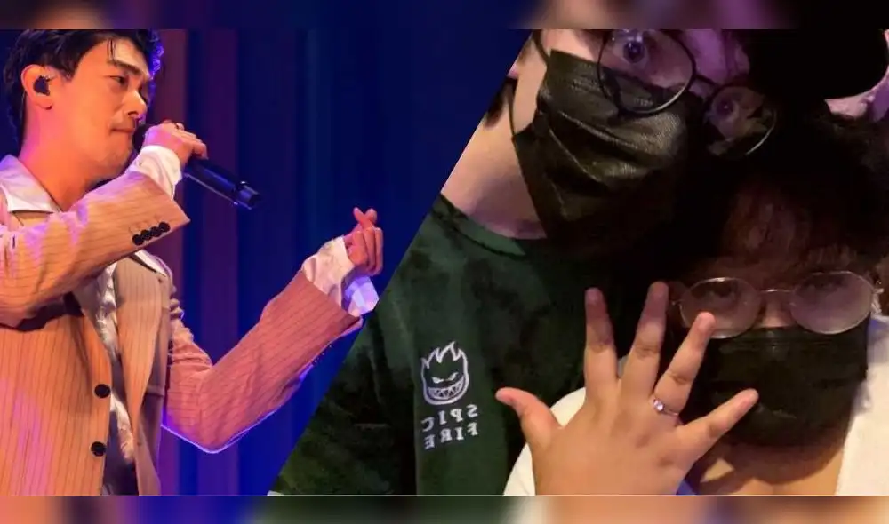 Eric Nam saludando a la feliz pareja durante su concierto en Atlanta. Foto: Dalani