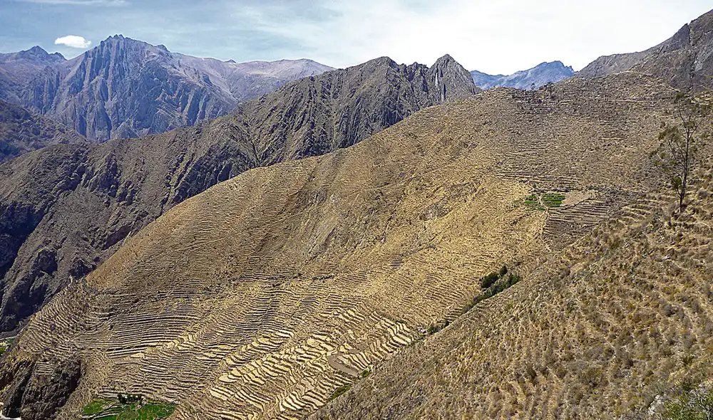 Andenes. Muy cerca del poblado de Miraflores se pueden ver casi 70 hectáreas de andenes. Foto: difusión