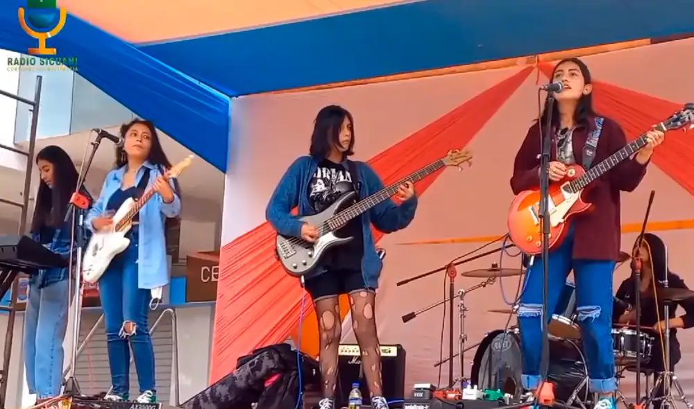 Grupo está integrado por una baterista, una pianista y tres guitarritas. Foto: Radio Sicuani