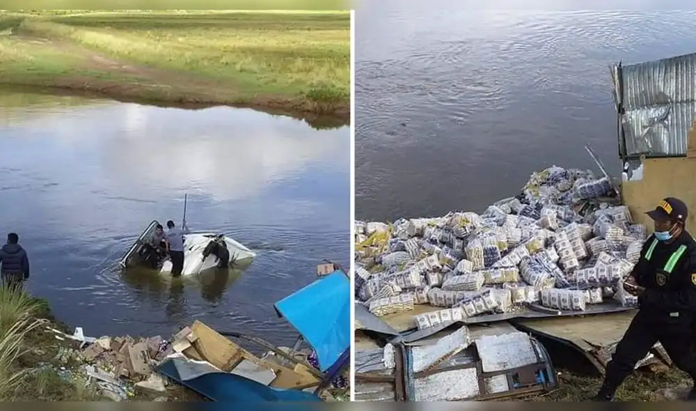 Algunos ciudadanos aprovecharon el accidente de tránsito para llevarse los productos regados por la vía y en el agua. Foto: composición LR/Exa Asillo