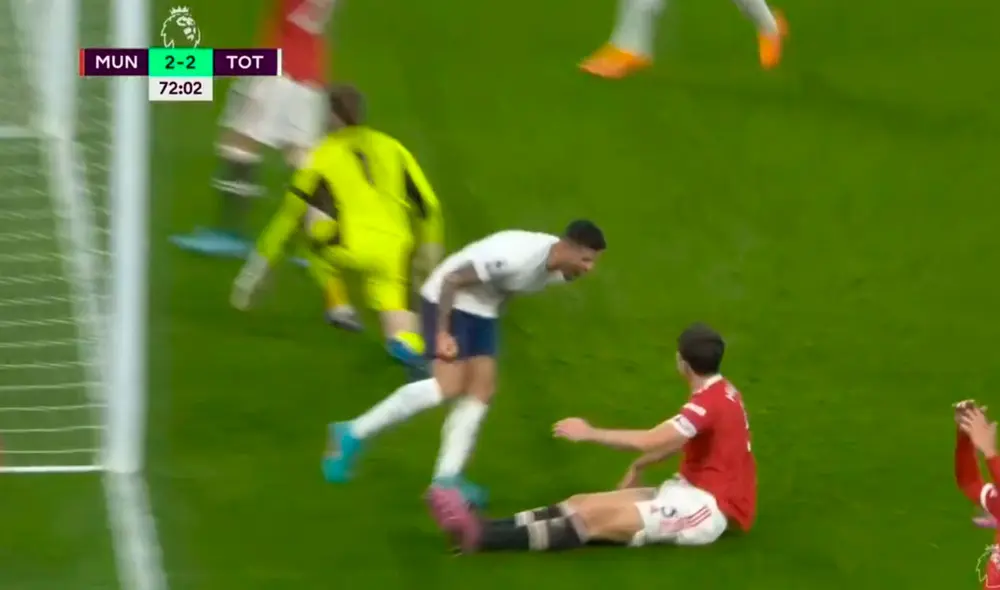 Autogol de Maguire para el 2-2 del Tottenham ante el United. Foto: captura ESPN