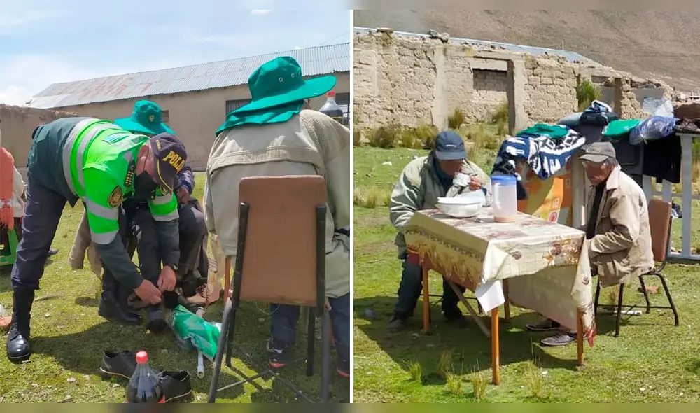 Arequipa. Los adultos mayores recibieron el apoyo de los agentes policiales. Foto: PNP