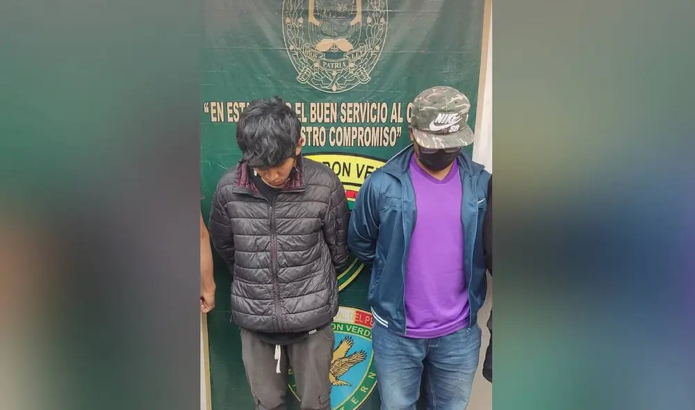 Sujetos fueron intervenidos por el presunto delito de tráfico ilícito de drogas. Foto: PNP Sujetos fueron intervenidos por el presunto delito de tráfico ilícito de drogas. Foto: PNP