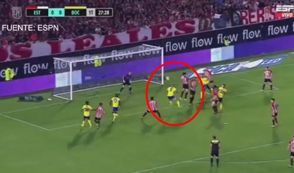 Boca vs. Estudiantes: Carlos Zambrano casi anota de cabeza el primero del partido. Foto: captura ESPN Boca vs. Estudiantes: Carlos Zambrano casi anota de cabeza el primero del partido. Foto: captura ESPN
