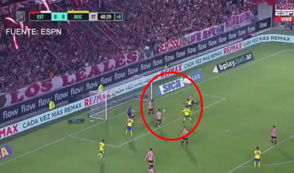 Boca Juniors vs. Estudiantes: Luis Advíncula estuvo cerca de abrir el marcador. Foto: captura ESPN