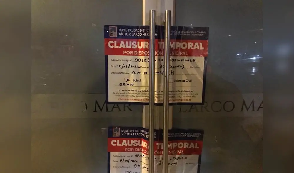 Clausuran Larcomar, Sky, Wachaque y Las Praderas. Foto: Municipalidad de Víctor Larco Herrera Clausuran Larcomar, Sky, Wachaque y Las Praderas. Foto: Municipalidad de Víctor Larco Herrera