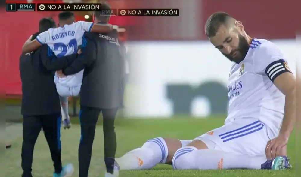 Karim Benzema anotó un doblete, pero no logró terminar el partido. Foto: captura ESPN Karim Benzema anotó un doblete, pero no logró terminar el partido. Foto: captura ESPN