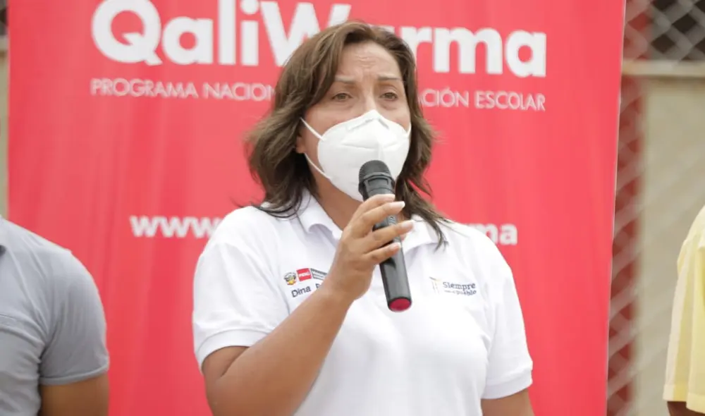 Desde Loreto, la ministra de Desarrollo e Inclusión Social, Dina Boluarte, cuestionó al Congreso de la República. Foto: Midis / Video: TV Perú