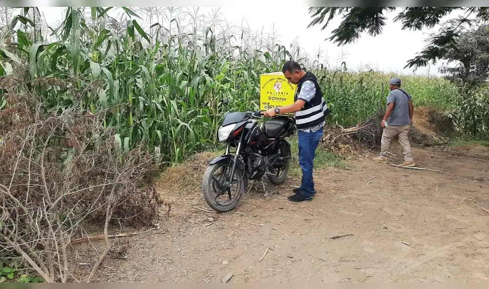 La motocicleta robada fue hallada en el centro poblado Chumpón. Foto: PNP