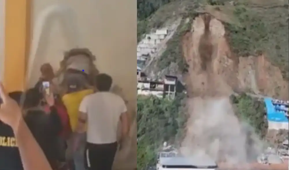 Pobladores decidieron actuar al ver el terrible deslizamiento en La Libertad. Foto: captura de Canal N Pobladores decidieron actuar al ver el terrible deslizamiento en La Libertad. Foto: captura de Canal N