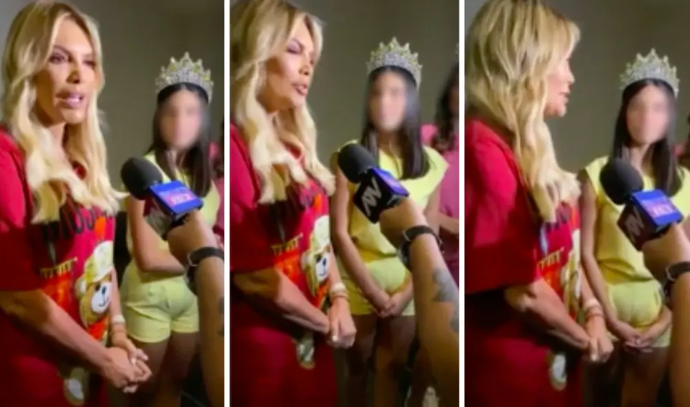 El periodista de Magaly TV, la firme no dudó en cuestionarla sobre las denuncias de diversas modelos del Miss Perú La Pre que indicaron que se sintieron engañadas. Foto: composición LR/ captura El Popular