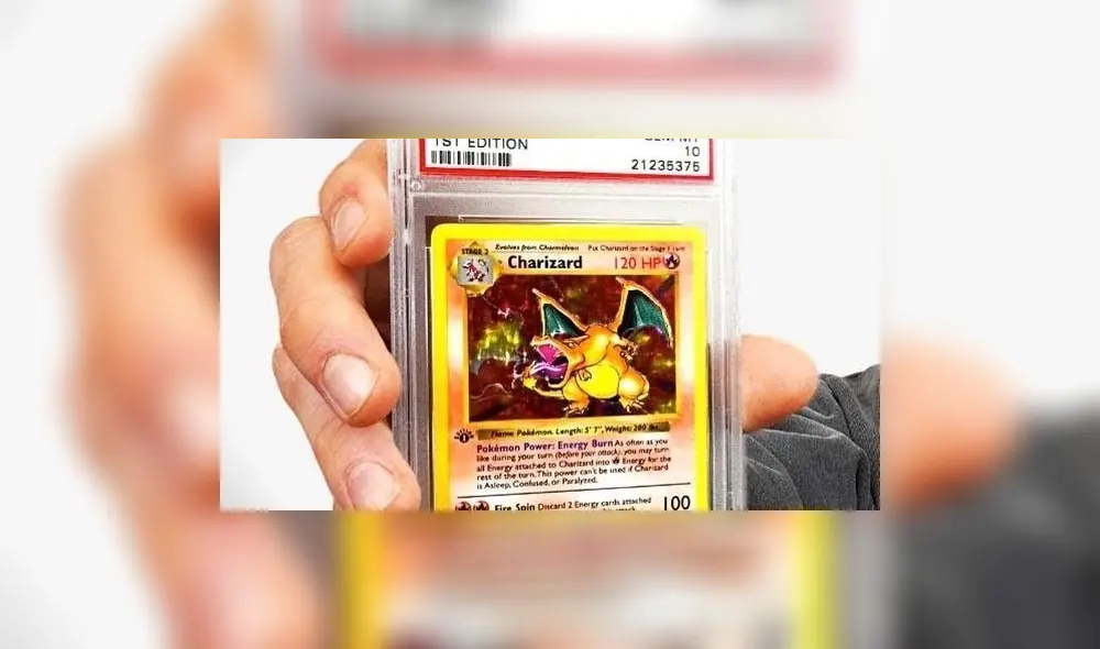 Carta de Charizard de primera edición de 1999 de Pokémon No. 4. Foto: Owner Carta de Charizard de primera edición de 1999 de Pokémon No. 4. Foto: Owner