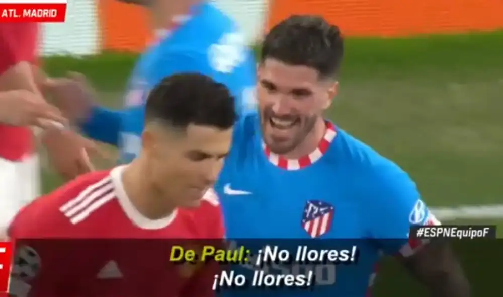 Rodrigo de Paul no logró que Cristiano Ronaldo reaccionara a sus palabras. Foto: captura de ESPN Rodrigo de Paul no logró que Cristiano Ronaldo reaccionara a sus palabras. Foto: captura de ESPN