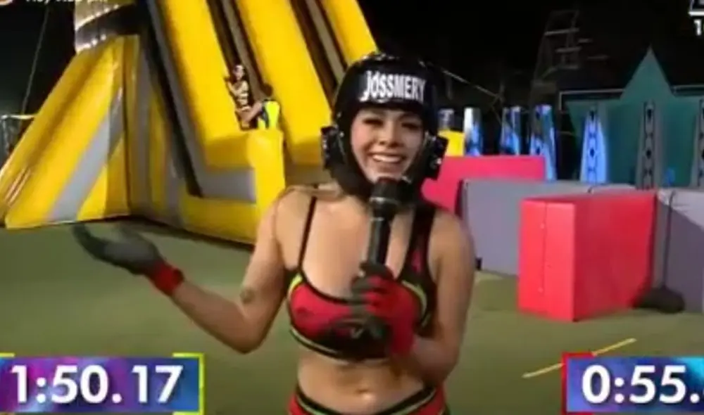 Jossmery Toledo y Michelle Soifer se enfrentaron en el juego “Salto al vacío”. Foto: captura EEG Jossmery Toledo y Michelle Soifer se enfrentaron en el juego “Salto al vacío”. Foto: captura EEG