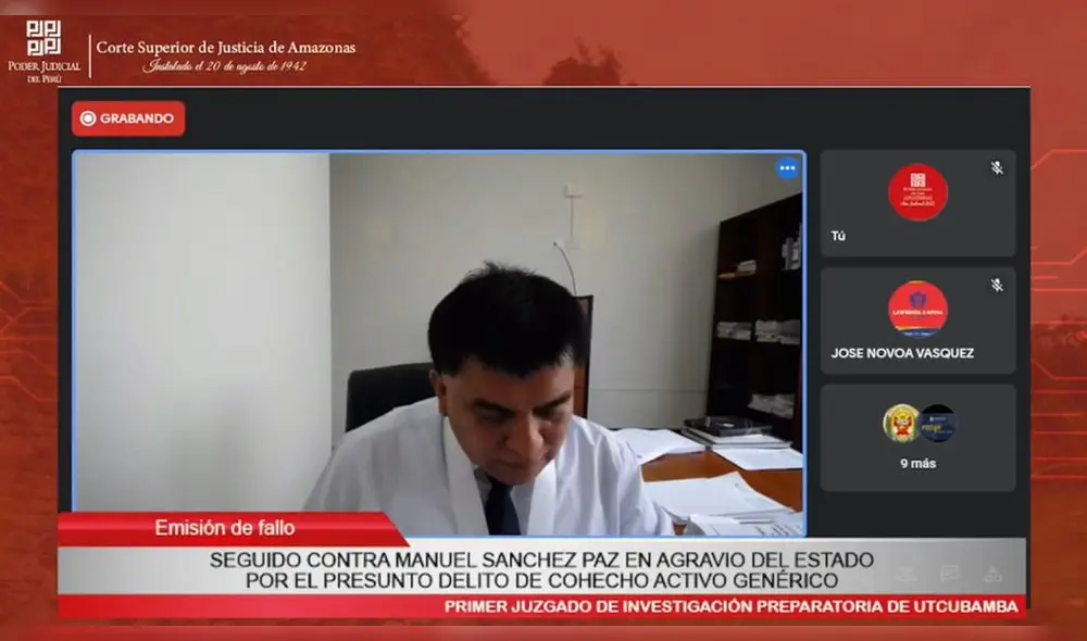 Audiencia de pedido de prisión preventiva contra trabajador judicial de Utcubamba. Foto: Corte de Amazonas.
