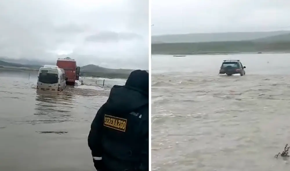 Vehículos se encuentran varados. Foto: Radio TV Andina-Crucero Vehículos se encuentran varados. Foto: Radio TV Andina-Crucero