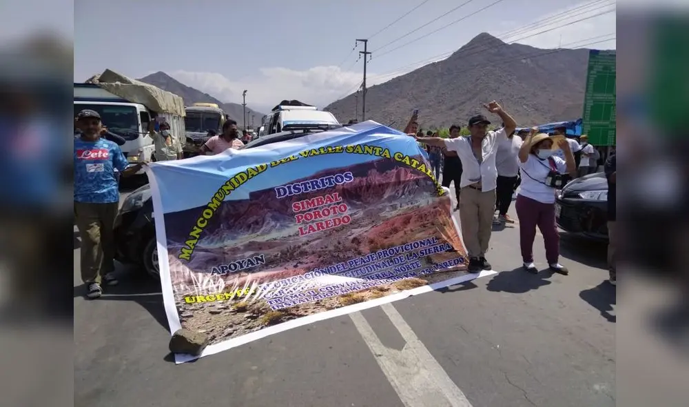 Los manifestantes son del valle Santa Catalina que abarca los distritos de Simbal, Poroto y Laredo. Foto: Studio 96