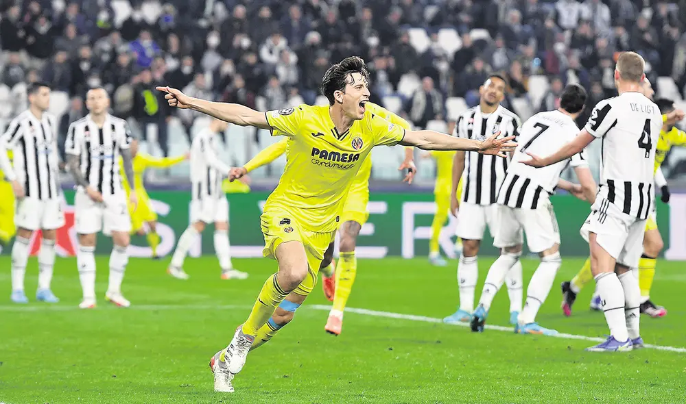 Euforia. El ‘submarino amarillo’ es el cuarto club español en vencer a la ‘Juve’ en su propio estadio por Copa de Europa. Foto: EFE