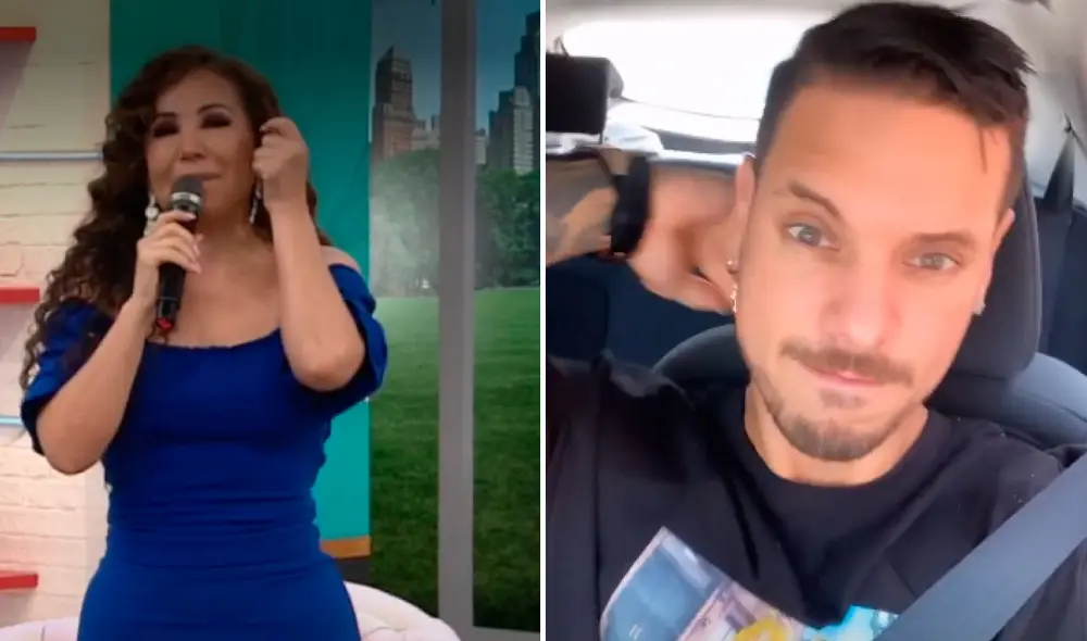 Janet Barboza ironizó con el proceso estético al que se sometió Anthony Aranda. Foto: composición Anthony Aranda/Instagram, captura América TV.