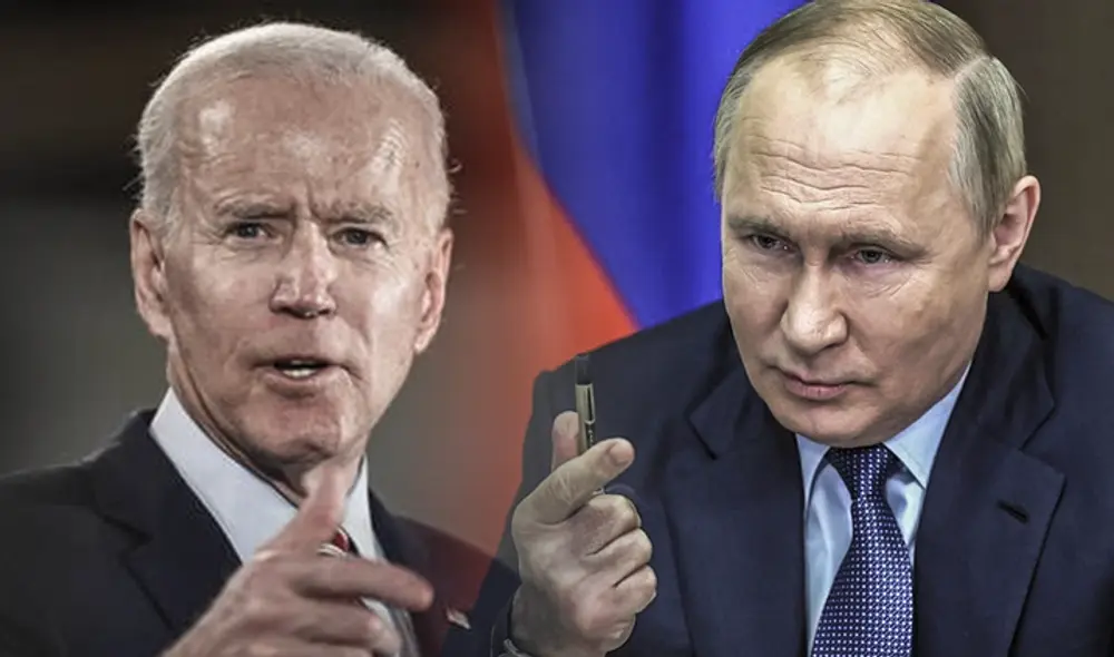 Joe Biden arremete contra Vladimir Putin durante este jueves 17 de marzo de 2022. Foto: composición LR/AFP