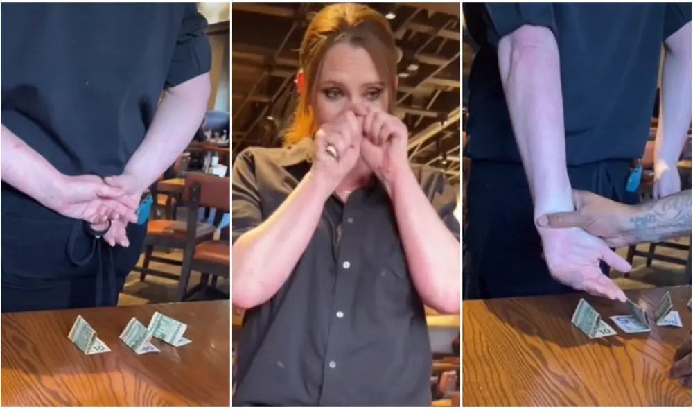 Almorzó, pidió la cuenta y obligó a mesera a participar de un juego para obtener su propina. Foto: captura de TikTok. Almorzó, pidió la cuenta y obligó a mesera a participar de un juego para obtener su propina. Foto: captura de TikTok.