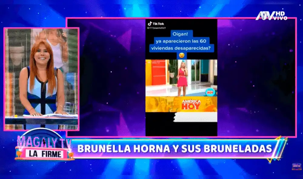 Magaly Medina se burló de Brunella Horna luego del error que cometió en vivo. Foto: captura de ATV