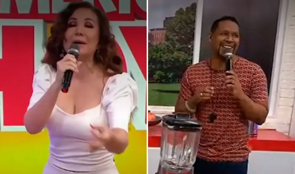 'Giselo' bromeó con Janet Barboza al verla con una venda en uno de sus tobillos. Foto: captura América TV. 'Giselo' bromeó con Janet Barboza al verla con una venda en uno de sus tobillos. Foto: captura América TV.