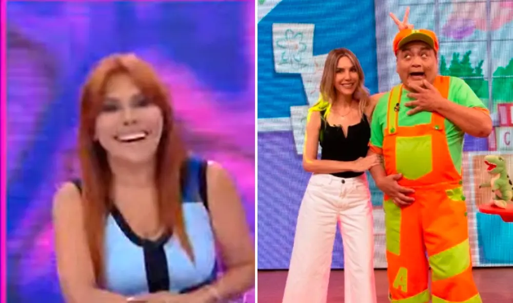 Magaly Medina se divirtió con la presencia de Juliana Oxenford en el show de Jorge Benavides. Foto: composición JB en ATV/Instagram, captura ATV.
