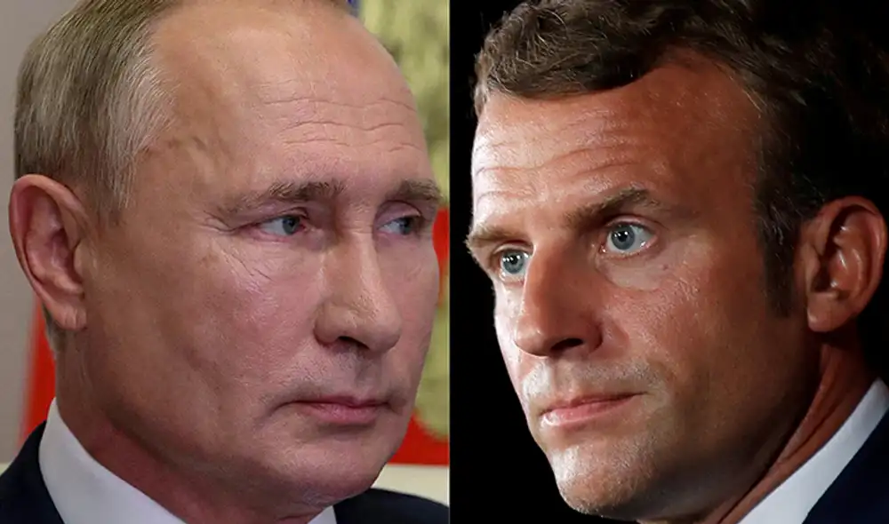 Vladimir Putin le indicó a Emmanuel Macron que el Ejército ruso estaba "haciendo todo lo posible para preservar la vida de civiles pacíficos. Foto: composición AFP